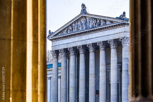 famous propylaen building in munich at the konigsplatz photo