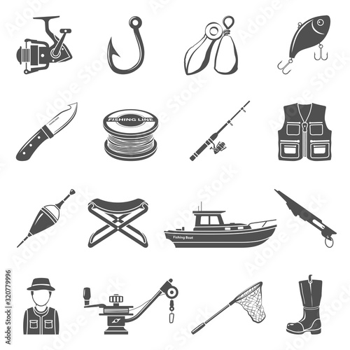 Black Icons - Fishing Equipment