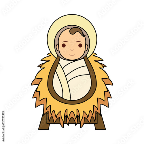 jesus baby in straw cradle manger character