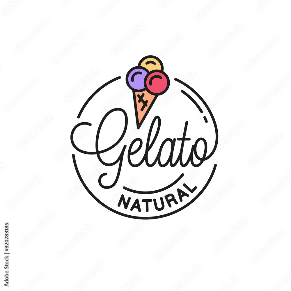 Gelato ice cream logo. Round linear logo of gelato Stock Vector Adobe