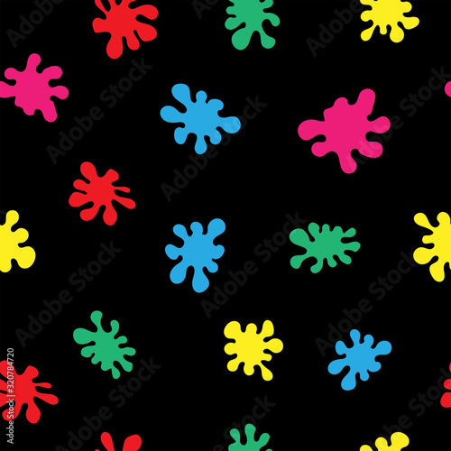 Bright seamless pattern with flat blotches. Simple print for children. Colorful vector illustration.