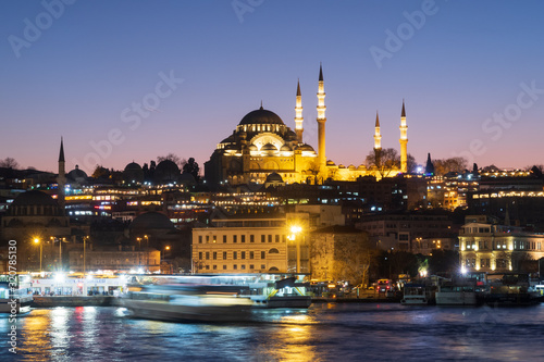 Istanbul, Turkey - Jan 10, 2020: View of the Suleymaniye mosque in Istanbul, Turkey.