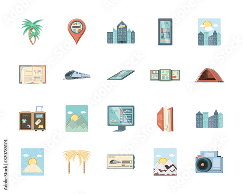 Isolated travel and trip icon set vector design