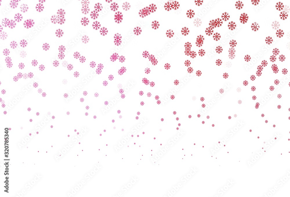 Light Pink, Red vector background with xmas snowflakes.
