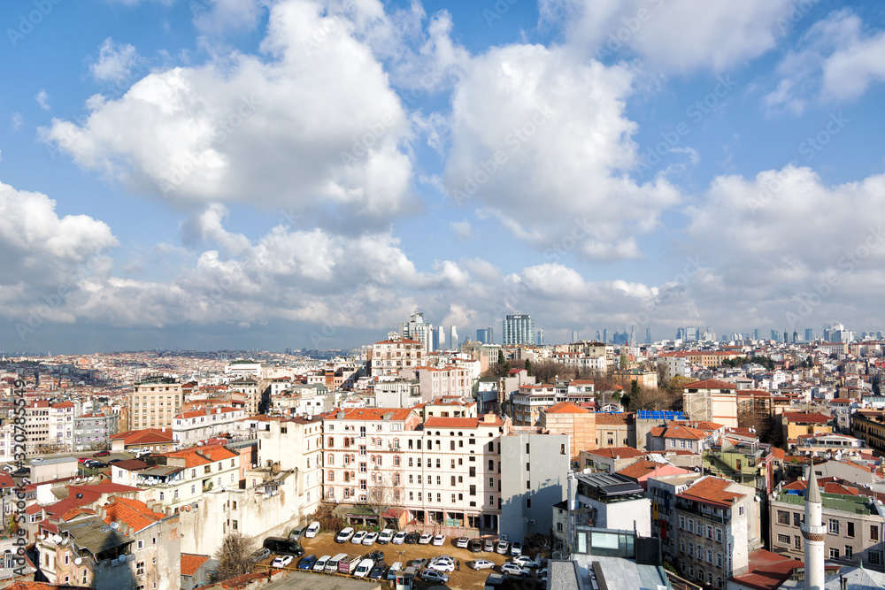 Panoramic view over the city from Galata tower, Istanbul, Turkey