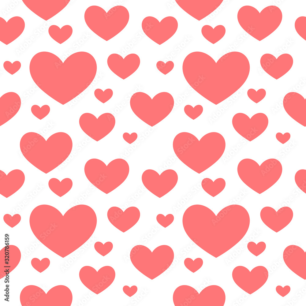 Red hearts seamless texture pattern.