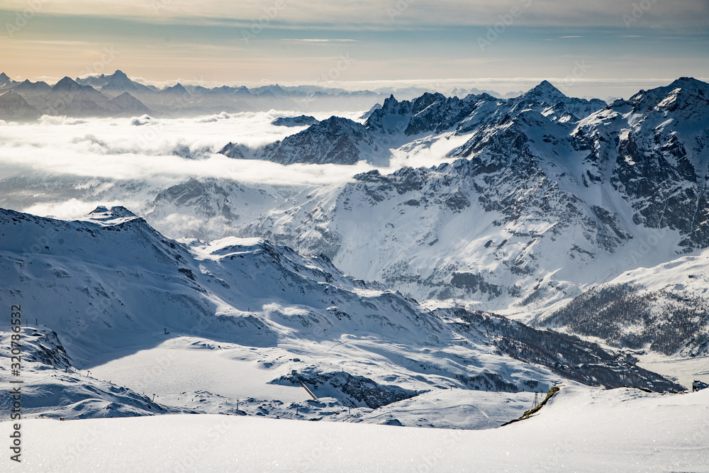 Obraz premium snow covered peaks in the Swiss Alps Matterhorn glacier paradise