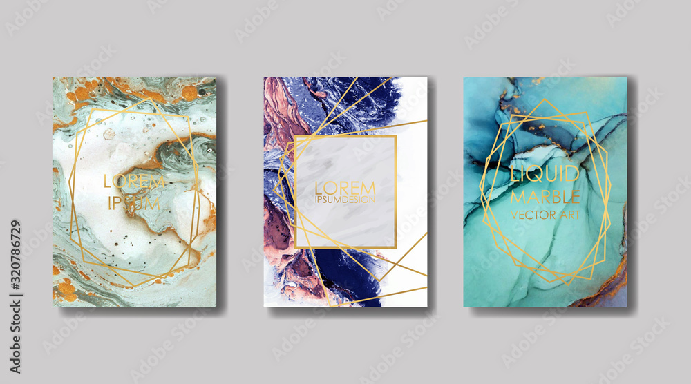 Fototapeta premium liquid marble with gold. flyer, business card, flyer, brochure, poster, for printing. trend vector