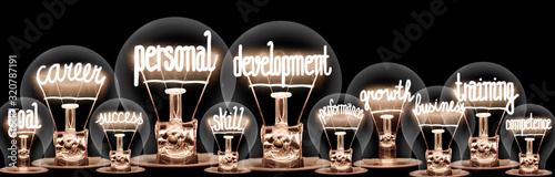 Fotografering Light Bulbs with Personal Development Concept