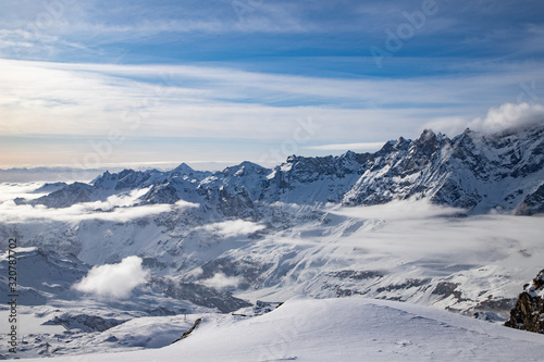 snow covered peaks in the Swiss Alps Matterhorn glacier paradise © Melinda Nagy