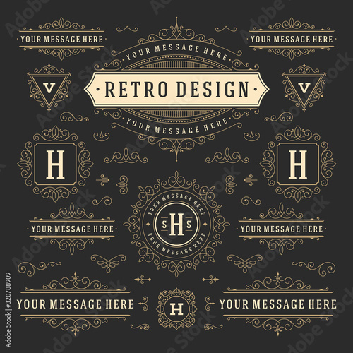 Vintage ornaments swirls and scrolls decorations design elements vector set flourishes ornate calligraphic combinations