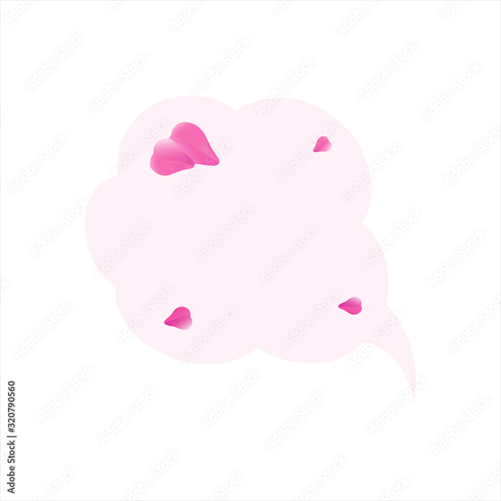 Valentines day card. Pink flying petals and space for text. Hearts on Pink cloud. Vector Valentines day card. Pink flying petals and space for text. Hearts on Pink cloud. Vector