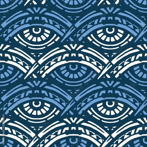 Hand made ethnic pattern with eyes. Magic symbol. Vector illustration.