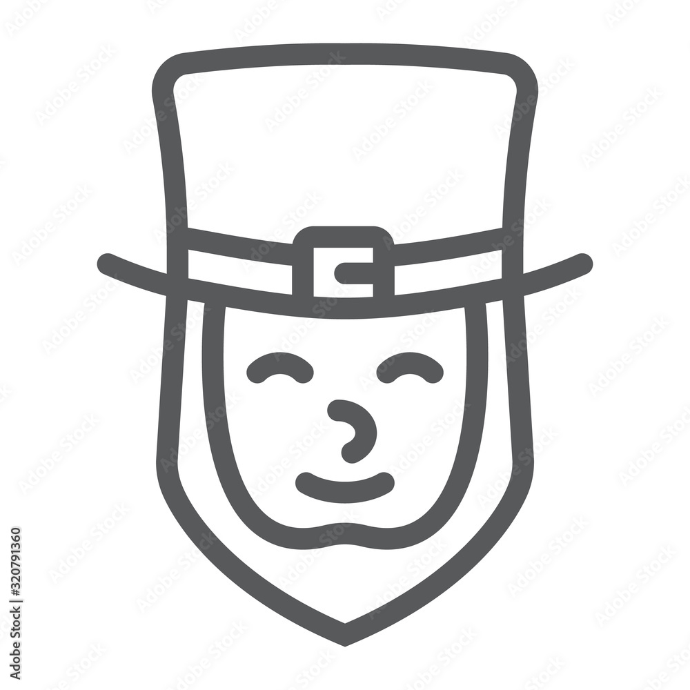 Leprechaun line icon, st patrick's day and holiday, irish sign, vector graphics, a linear pattern on a white background, eps 10. Leprechaun line icon, st patrick's day and holiday, irish sign, vector graphics, a linear pattern on a white background, eps 10.