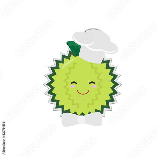 Cartoon Durian chef with paper shadow
