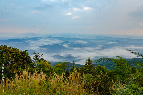 fantastic landscape scenic sunrise on cloudy sky in the morning so impressive image fornature style background or noise and soft focus or blur.