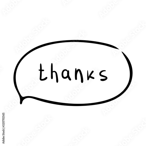 Speech bubble icon with word thanks on white background Vector illustration