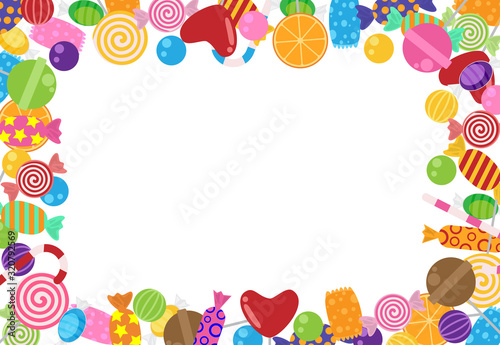 Sweet and candies frame template background
