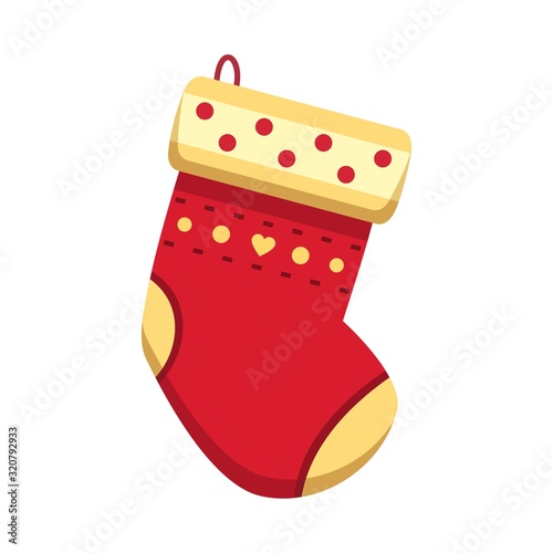 Christmas stocking on white background