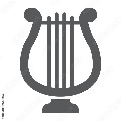 Harp glyph icon, st patrick's day and music, lyre sign, vector graphics, a solid pattern on a white background, eps 10.