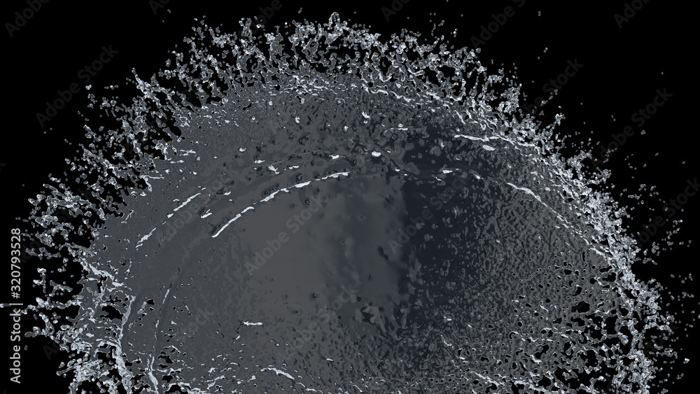 Water splash slow motion on black background. 3D illustration design. Water splash slow motion on black background. 3D illustration design.