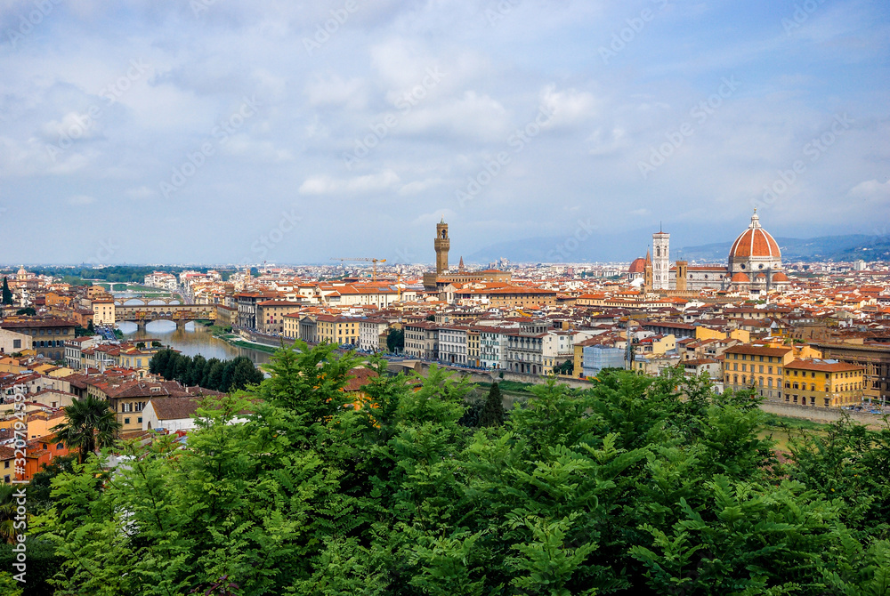 A panoramic view on the city of Florence on a summer afternoon