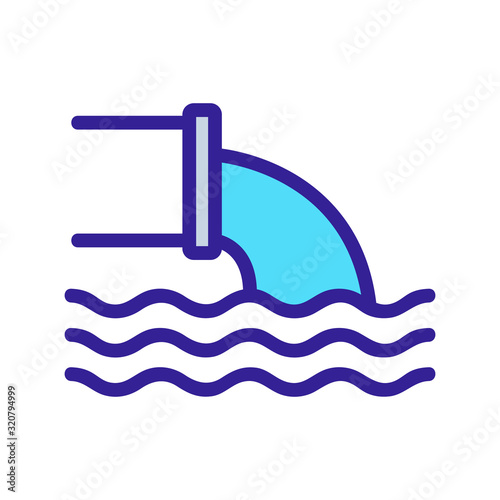 poisoning emissions into the water icon vector. A thin line sign. Isolated contour symbol illustration