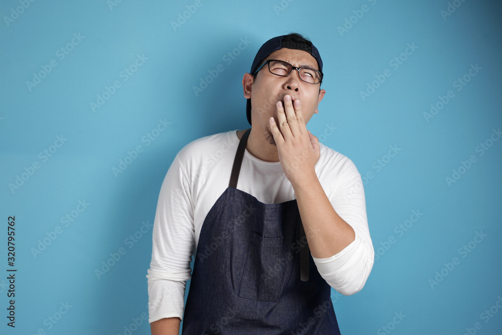 Tired Sleepy Asian Chef or Waiter Tired Sleepy Asian Chef or Waiter