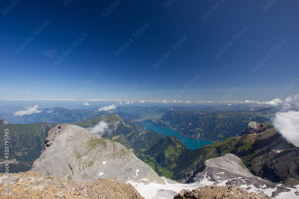 Beautiful view to the lace lucerne, seen from the mountain Uri Rotstock