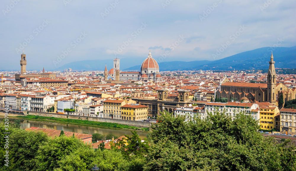 A panoramic view on the city of Florence on a summer afternoon