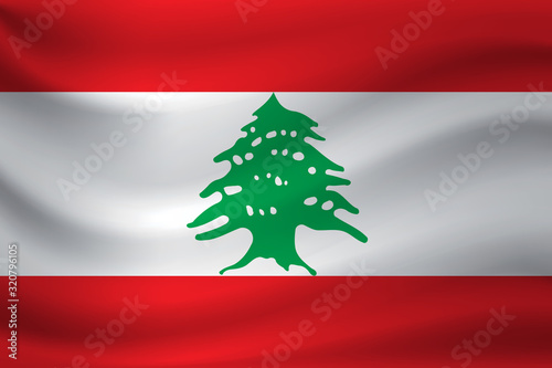 Waving flag of Lebanon. Vector illustration