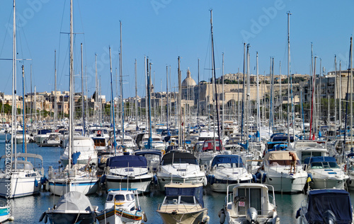 VALLETTA, MALTA - NOVEMBER 5TH 2019: Hundreds of yachts are moored in a marina in Malta © Anthony
