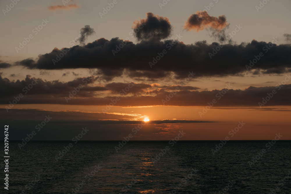 Gentle cloudy sunset on the baltic sea