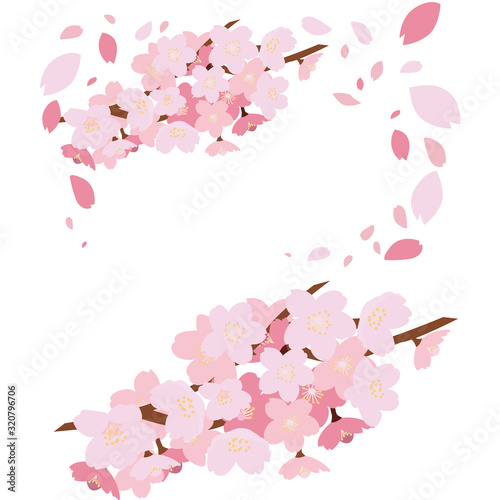 イラスト素材 桜 さくら サクラ 花門 花吹雪 花びら 舞い散る 木 ベクター Stock ベクター Adobe Stock