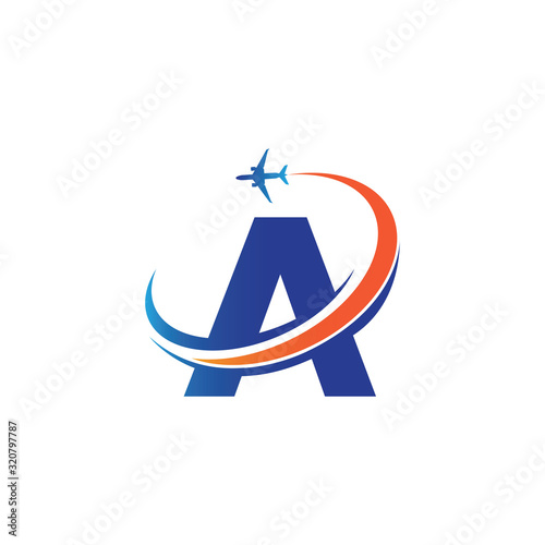 letter A Air travel logo design template-vector