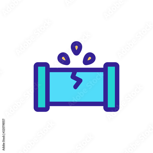 breakthrough water pipe icon vector. A thin line sign. Isolated contour symbol illustration
