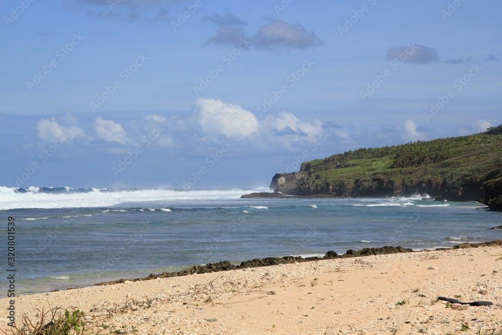 Beautiful day at the beach on a tropical island