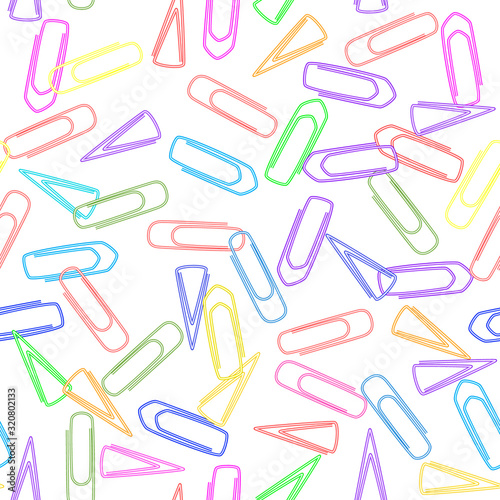 Seamless background clerical colorful paper clips