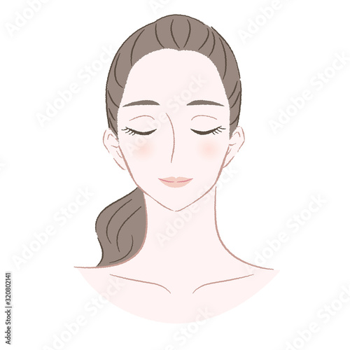 目を閉じた女性の顔
