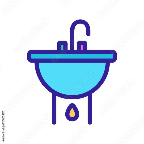 The sink is a vector icon. A thin line sign. Isolated contour symbol illustration