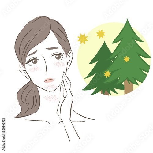 スキンケア 花粉に悩む女性 