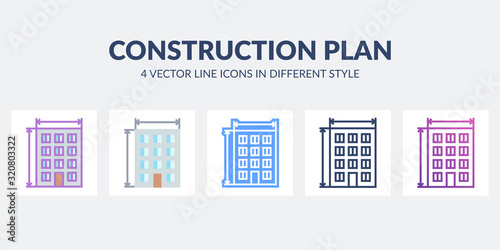 Architecture icon in flat, line, glyph, gradient and combined styles.