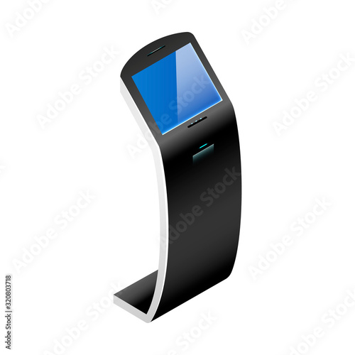 Sensor bank terminal realistic vector illustration. Online banking software flat color object. Self service financial equipment isolated on white background. Street freestanding construction