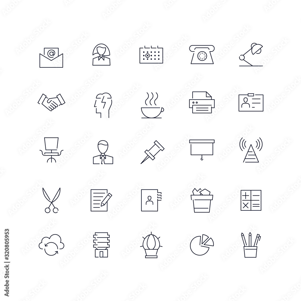  Line icons set. Office. Vector illustration. Web