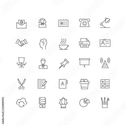  Line icons set. Office. Vector illustration. Web