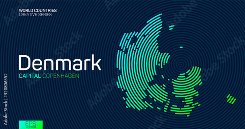 Abstract map of Denmark with circle lines