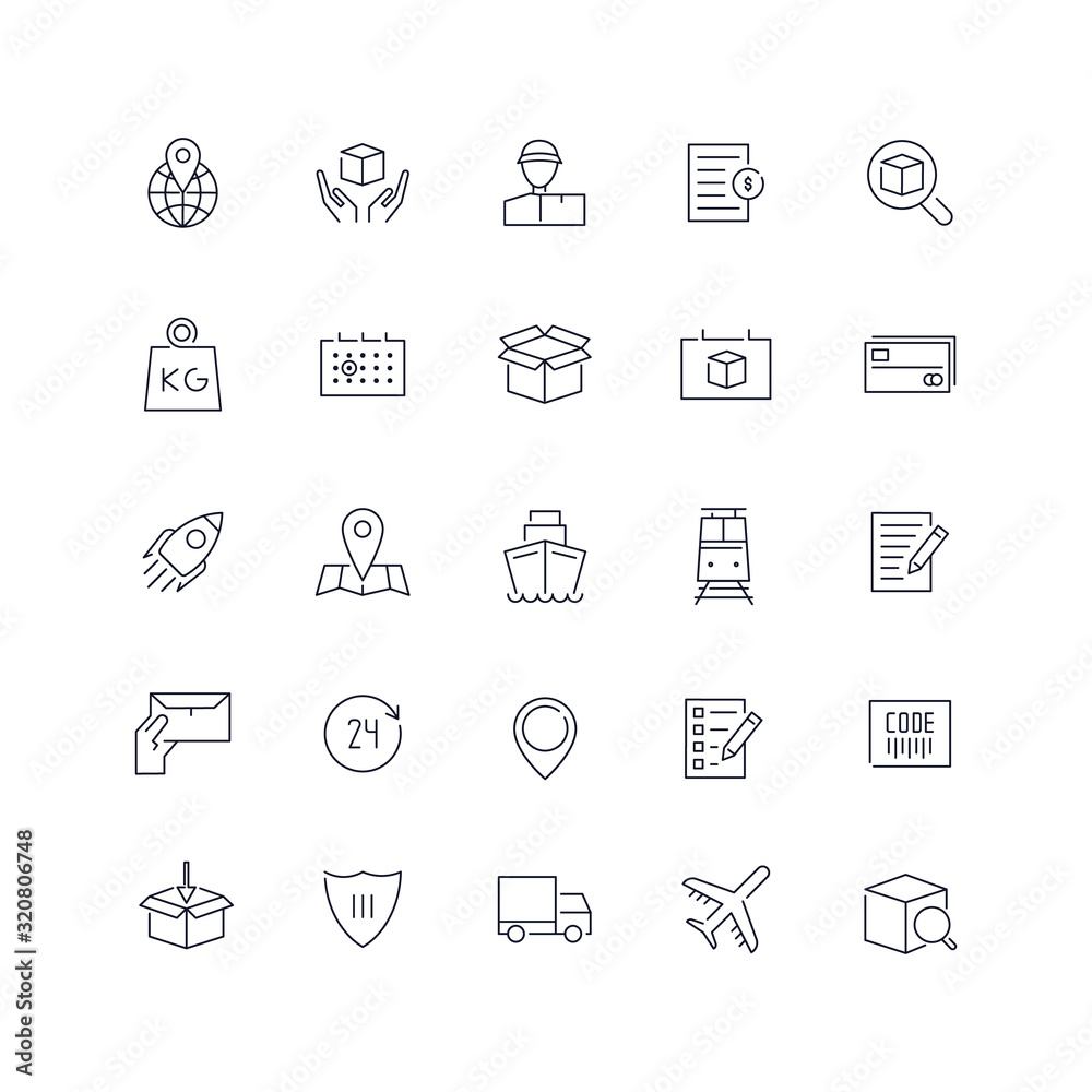 Line icons set. Delivery pack. Vector illustration