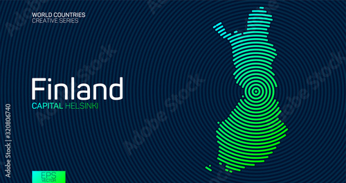 Abstract map of Finland with circle lines