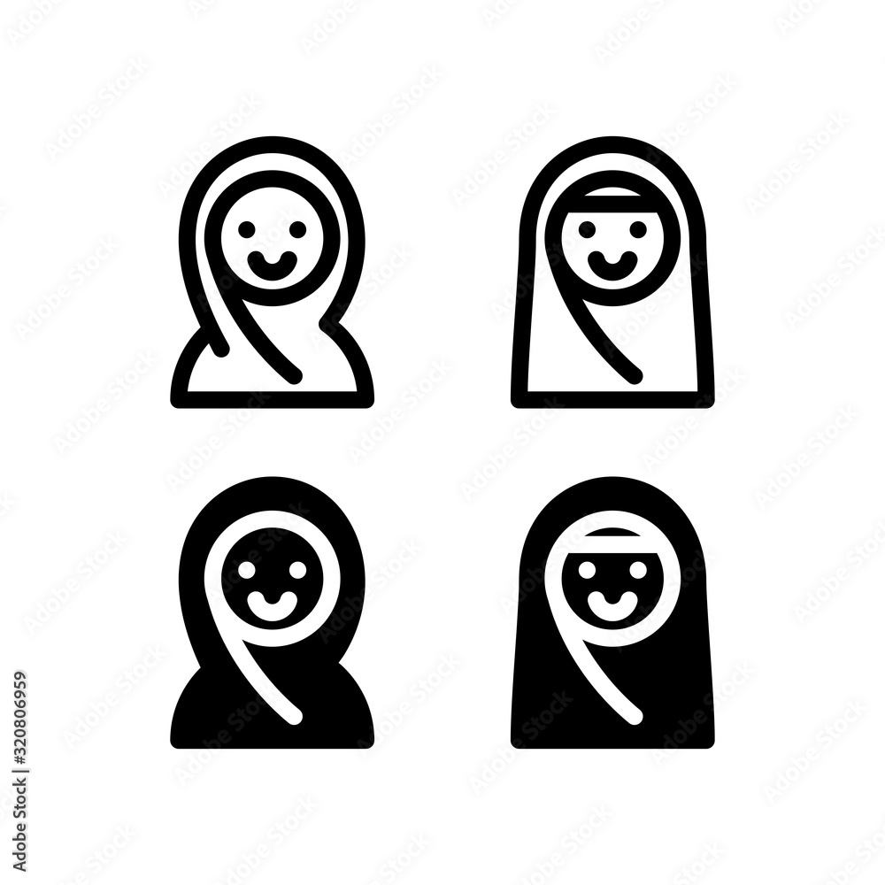 Islamic Woman Avatar Icon. People Icon Set Vector Logo Symbol. Islamic Woman Avatar Icon. People Icon Set Vector Logo Symbol.