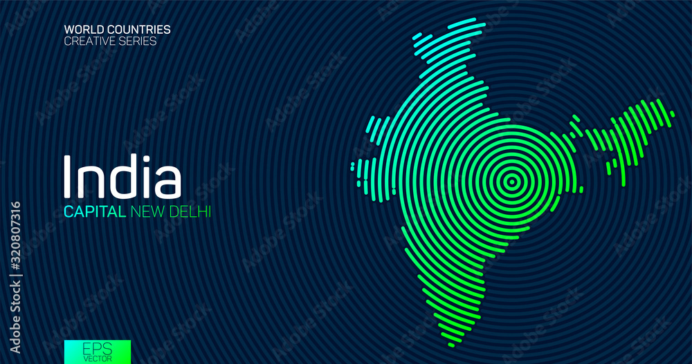 Abstract map of India with circle lines